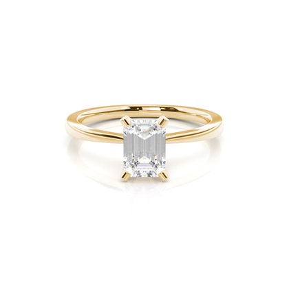 Emerald Yellow Gold Simple Diamond Engagement Rings