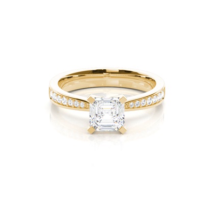 Asscher Gelbgold Diamantringe