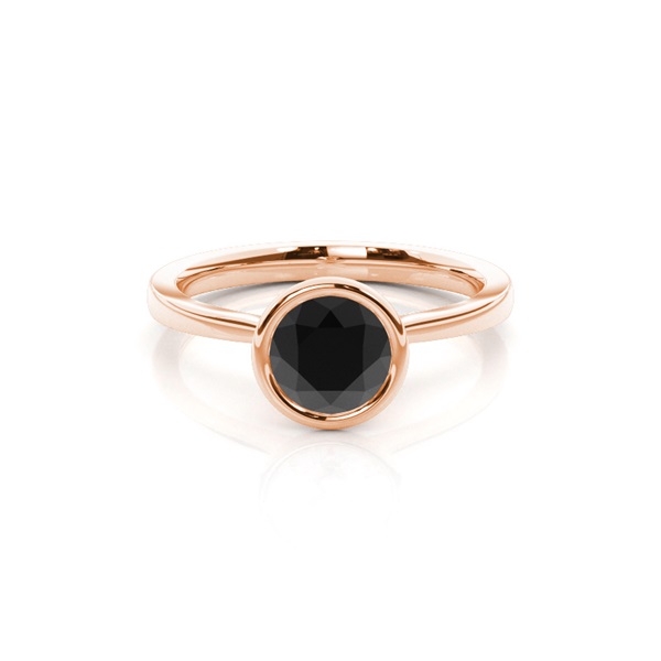 Full Bezel Setting Thin Engagement Black Diamond Ring