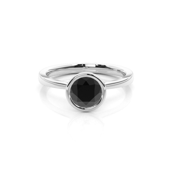 Full Bezel Setting Thin Engagement Black Diamond Ring