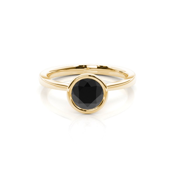 Full Bezel Setting Thin Engagement Black Diamond Ring