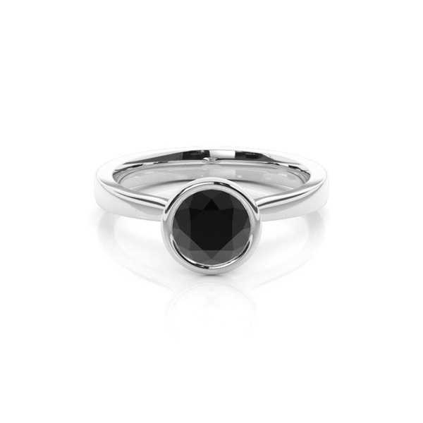 Full Bezel Setting Medium Engagement Black Diamond Ring