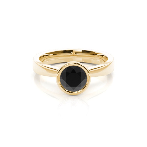 Full Bezel Setting Large Engagement Black Diamond Ring