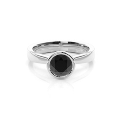 Full Bezel Setting Large Engagement Black Diamond Ring