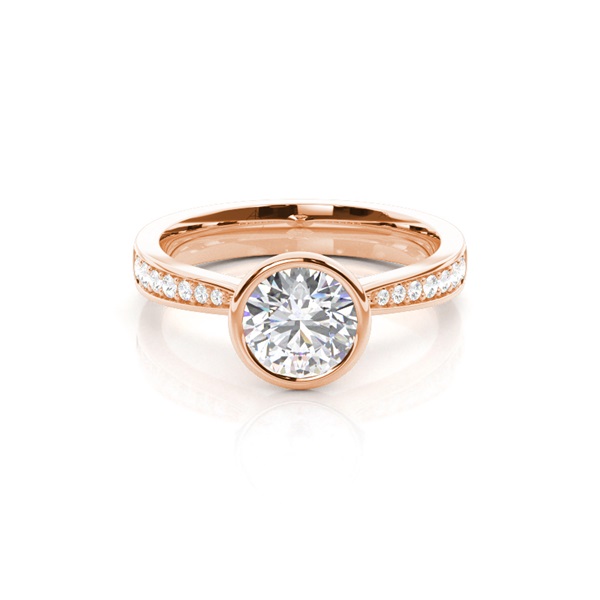 Full Bezel Setting Large Side Stone Engagement Ring