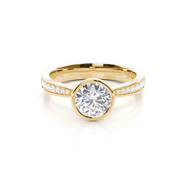 Full Bezel Setting Large Side Stone Engagement Ring