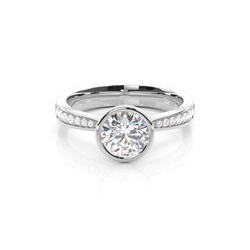 Full Bezel Setting Large Side Stone Engagement Ring