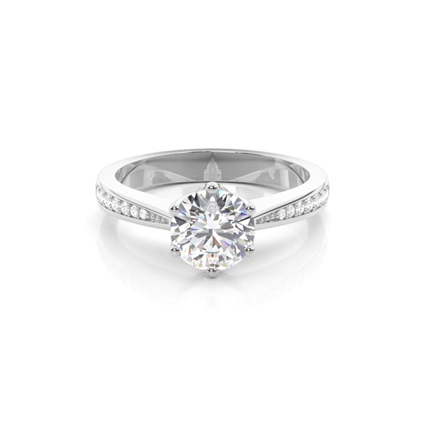 6 Prong Setting Medium Side Stone Engagement Ring