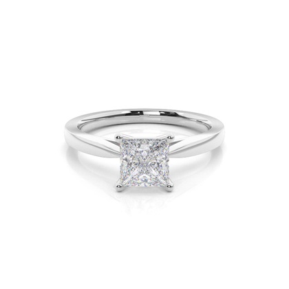Princess Silver Solitaire Diamond Rings