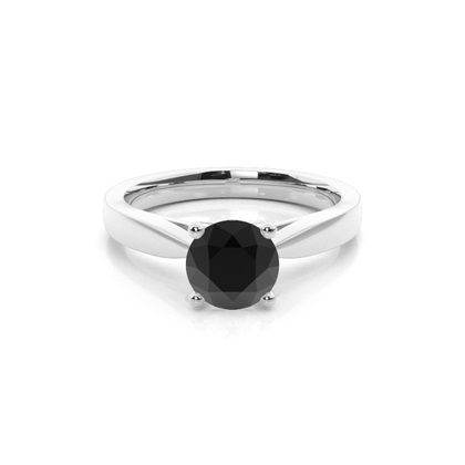 4 Prong Setting Medium Engagement Black Diamond Ring
