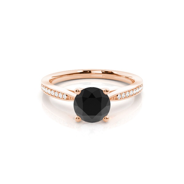 4 Prong Setting Thin Side Stone Engagement Black Diamond Ring