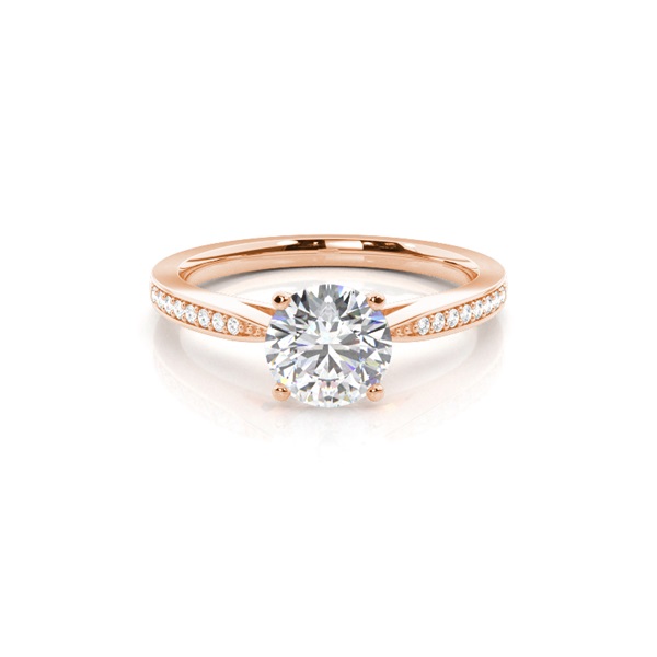 White Gold Round Side Stone Diamond Engagement Ring