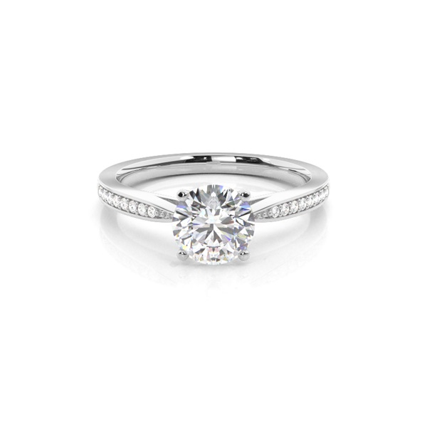 White Gold Round Side Stone Diamond Engagement Ring