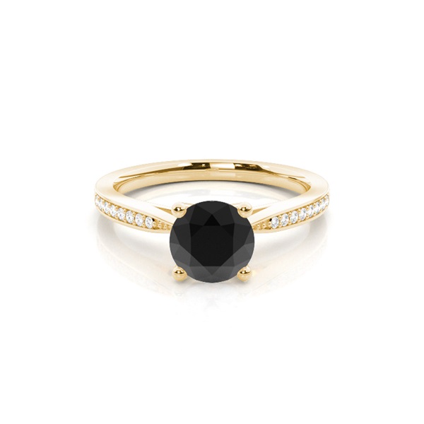 4 Prong Setting Thin Side Stone Engagement Black Diamond Ring