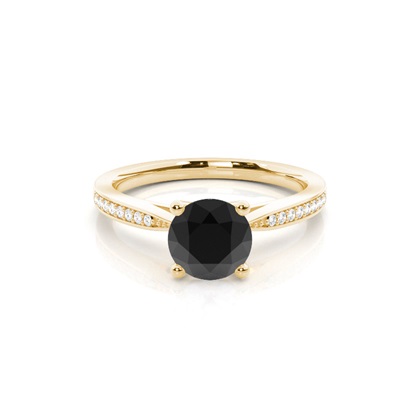 Yellow Gold Black Diamond Engagement Rings