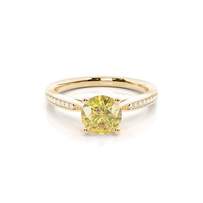 Prong Set Yellow Diamond Side Stone Engagement Ring