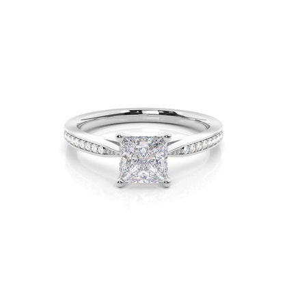 Princess Silver Side Stone Diamond Rings