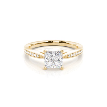 Princess Yellow Gold Side Stone Diamond Rings