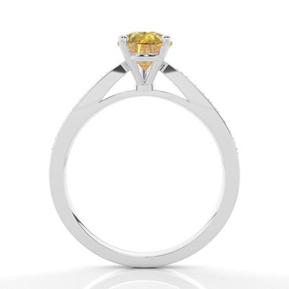 Prong Set Yellow Diamond Side Stone Engagement Ring