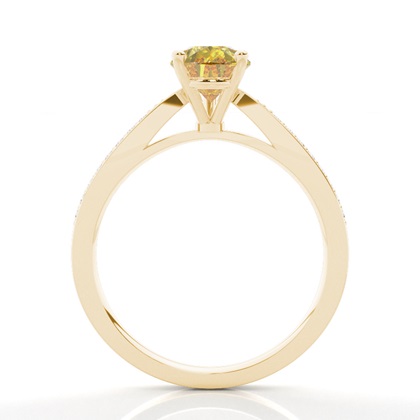 Prong Set Yellow Diamond Side Stone Engagement Ring