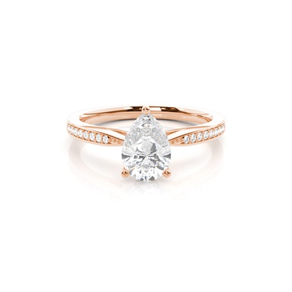 Pear Rose Gold Side Stone Diamond Rings