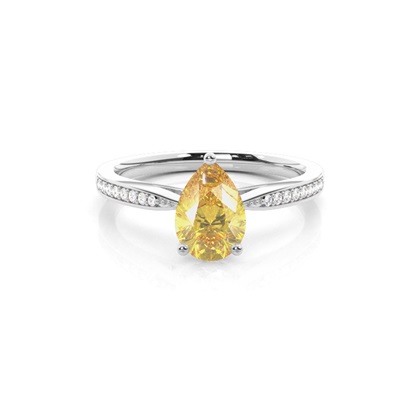 Prong Set Yellow Diamond Side Stone Engagement Ring
