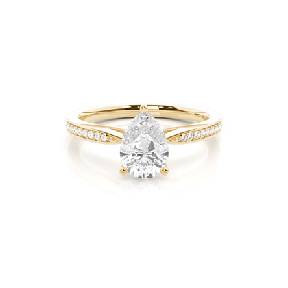 Pear Yellow Gold Side Stone Diamond Rings