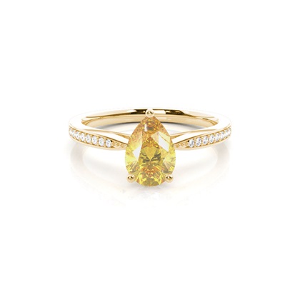 Prong Set Yellow Diamond Side Stone Engagement Ring
