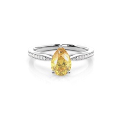 Prong Set Yellow Diamond Side Stone Engagement Ring