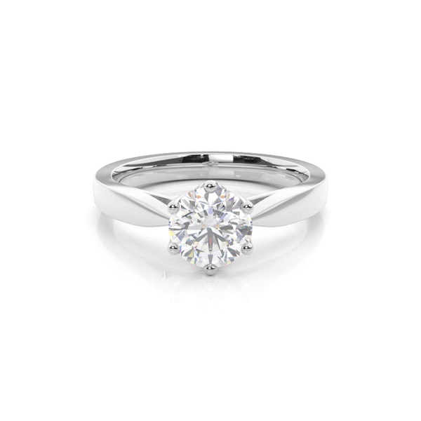 6 Prong Setting Medium Moissanite Engagement Ring