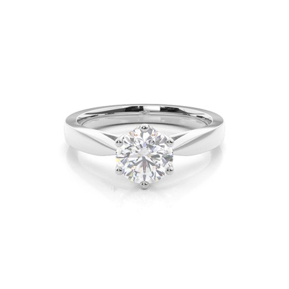 6 Prong Setting Medium Moissanite Engagement Ring