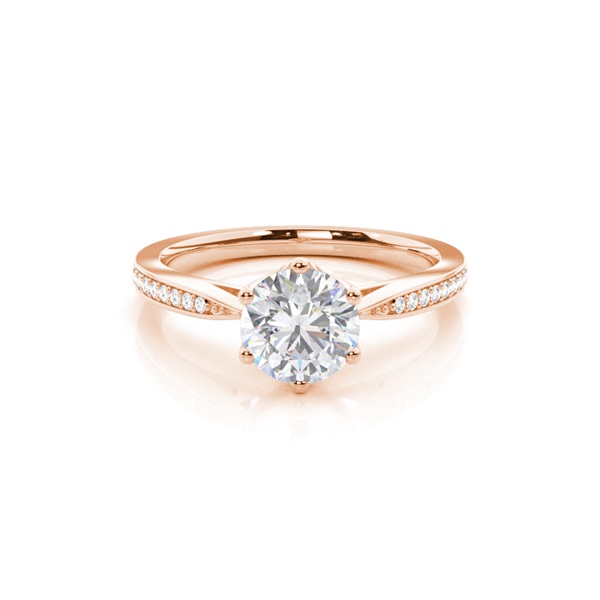 White Gold Round Side Stone Moissanite Engagement Ring