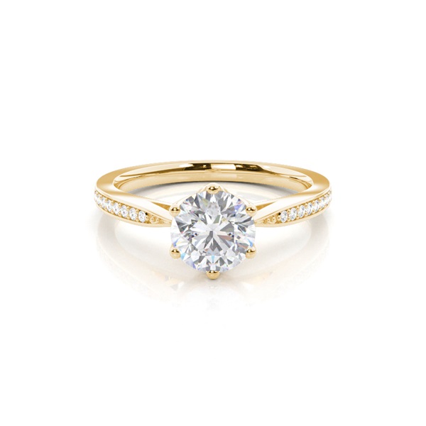 White Gold Round Side Stone Moissanite Engagement Ring