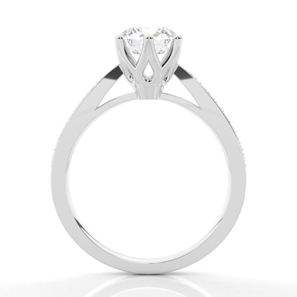 White Gold Round Side Stone Moissanite Engagement Ring