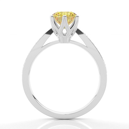 4 Prong Yellow Diamond Side Stone Engagement Ring