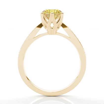4 Prong Yellow Diamond Side Stone Engagement Ring