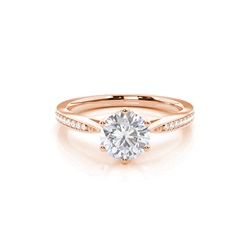White Gold Round Side Stone Moissanite Engagement Ring