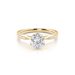 White Gold Round Side Stone Moissanite Engagement Ring
