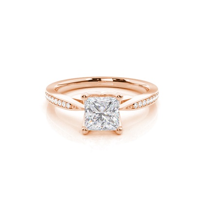 White Gold Round Side Stone Moissanite Engagement Ring