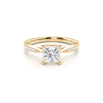Princess Yellow Gold Side Stone Diamond Rings