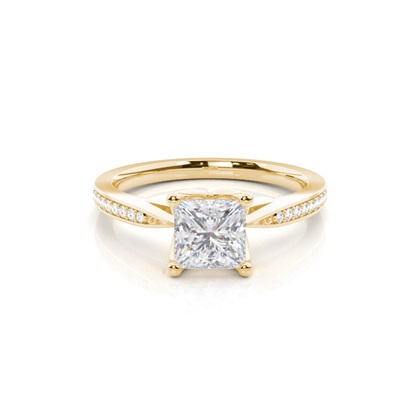 White Gold Round Side Stone Moissanite Engagement Ring