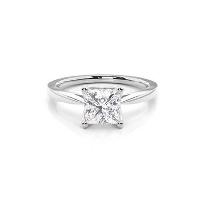 Princess Silver Solitaire Diamond Rings