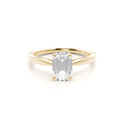 Emerald Yellow Gold Classic Solitaire Engagement Rings