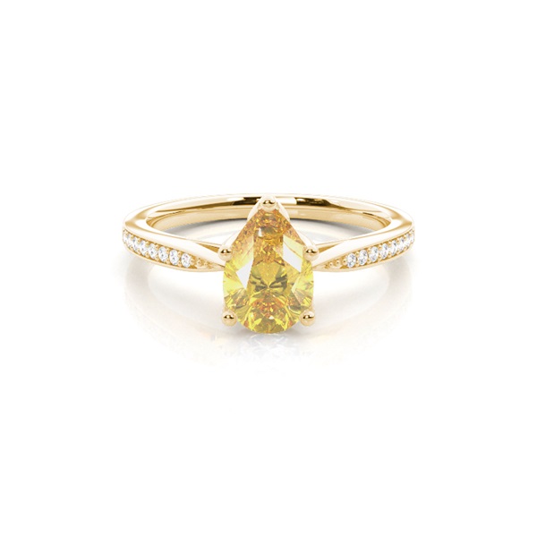 4 Prong Yellow Diamond Side Stone Engagement Ring