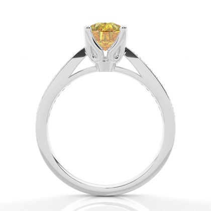 4 Prong Yellow Diamond Side Stone Engagement Ring