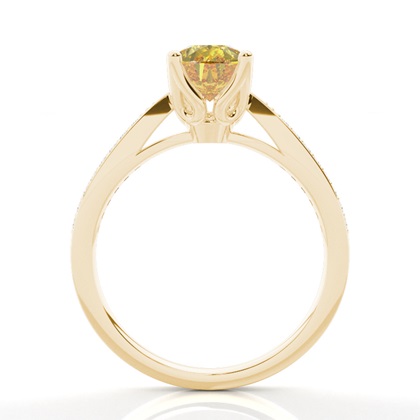4 Prong Yellow Diamond Side Stone Engagement Ring