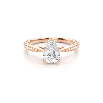 Pear Rose Gold Side Stone Diamond Rings