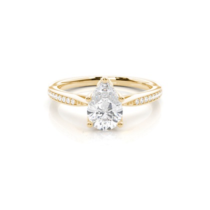 Pear Yellow Gold Side Stone Diamond Rings