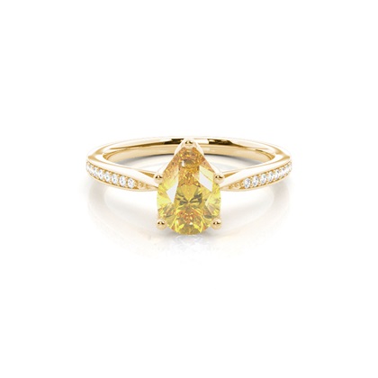 4 Prong Yellow Diamond Side Stone Engagement Ring