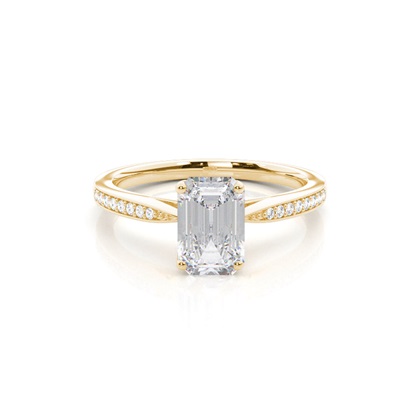 White Gold Round Side Stone Moissanite Engagement Ring